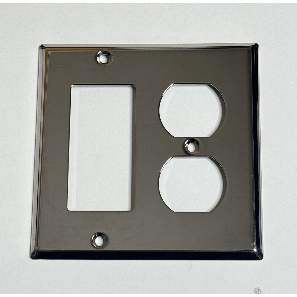 Restoration Hardware Metal Single Socket & Rocker Plate Cover Polished Nickel